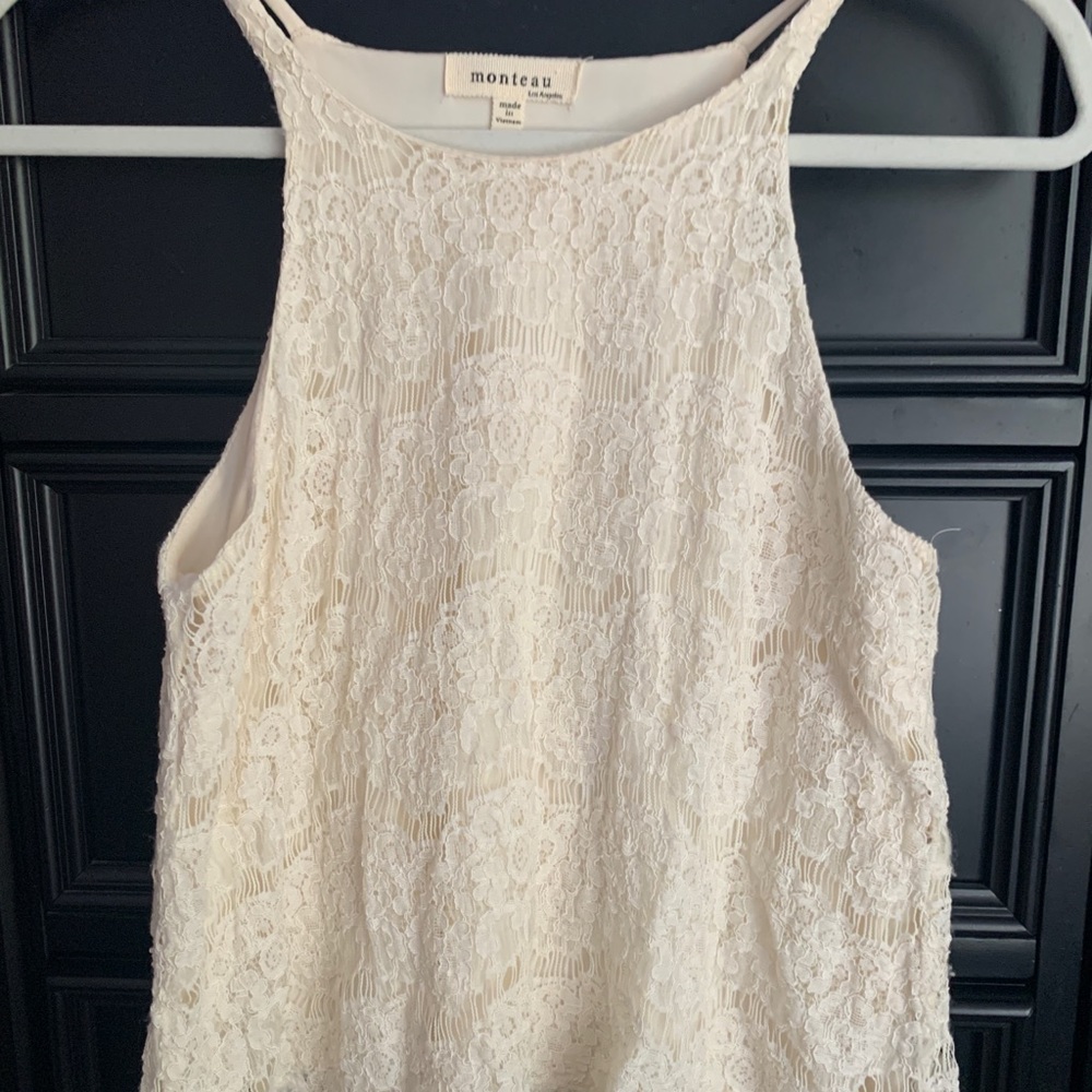 cream colored Lace Tank